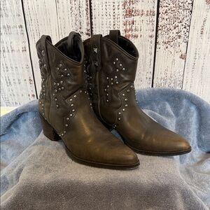 Studded Dark Brown Ankle Boots